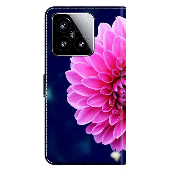 Xiaomi 15 Case 3D Pattern Vegansk Læder Wallet Phone Cover with Stand - Lyserøde Blomster Pink