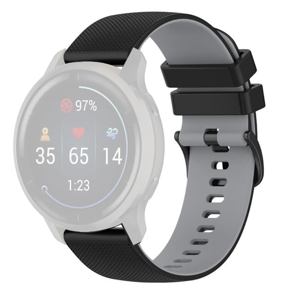 20 mm klokkerem i silikon for Garmin-klokke - Svart / Grå Black