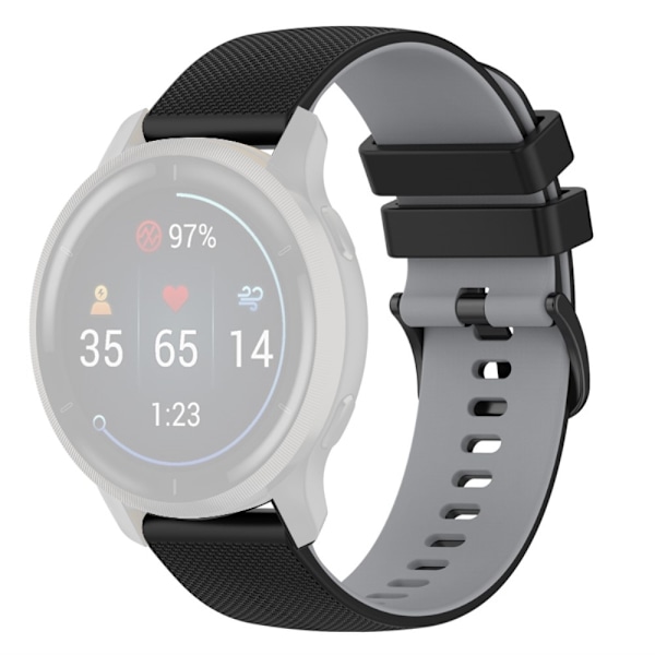 20 mm silikone-urrem til Garmin-ur - Sort / Grå Black