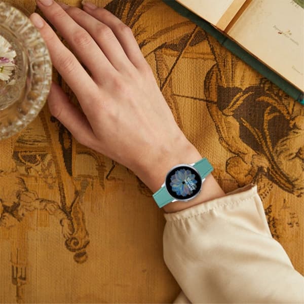 Slank urrem i ægte læder til Samsung Galaxy Watch - Blå Blue