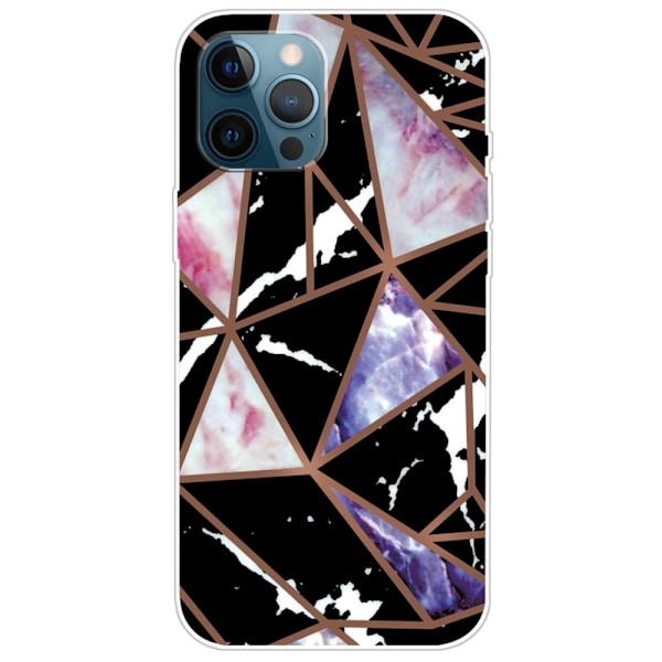 Marble design iPhone 14 Pro Max cover - Sort / Rosa / Blå Pink
