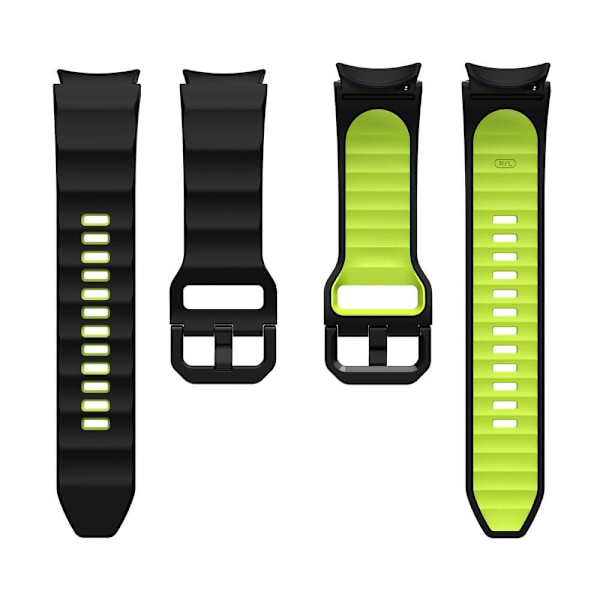 Samsung Galaxy Watch 5 (44mm) / (40mm) / 4 (44mm) / (40mm) kaksivärinen silikonikellon hihna - Musta / Vihreä Green