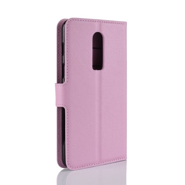 OnePlus 6 mobilfodral PU läder skyddande stående läge plånbok litchi textur - Rosa Rosa