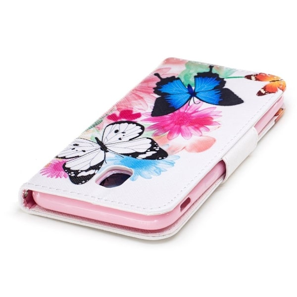 Samsung Galaxy J3 (2017) Læder etui med flot motiv - Blomster og sommerfugle Multicolor