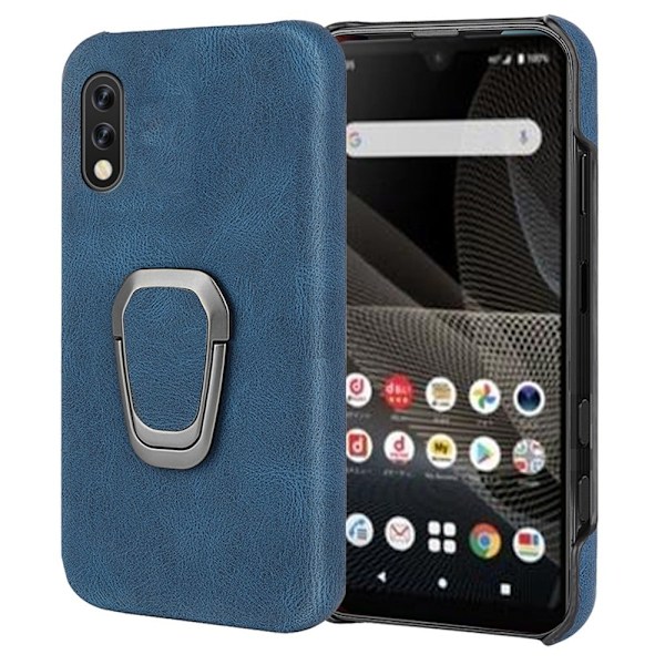 Stötsäkert läderfodral med oval kickstand för Sony Xperia Ace 2 - Blå Blå