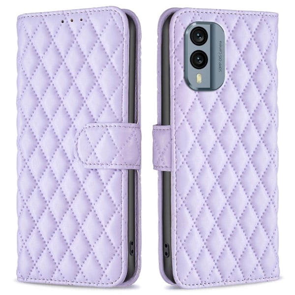 Rombuskuvioinen matta läppäkotelo Nokia X30 - Violetti Purple