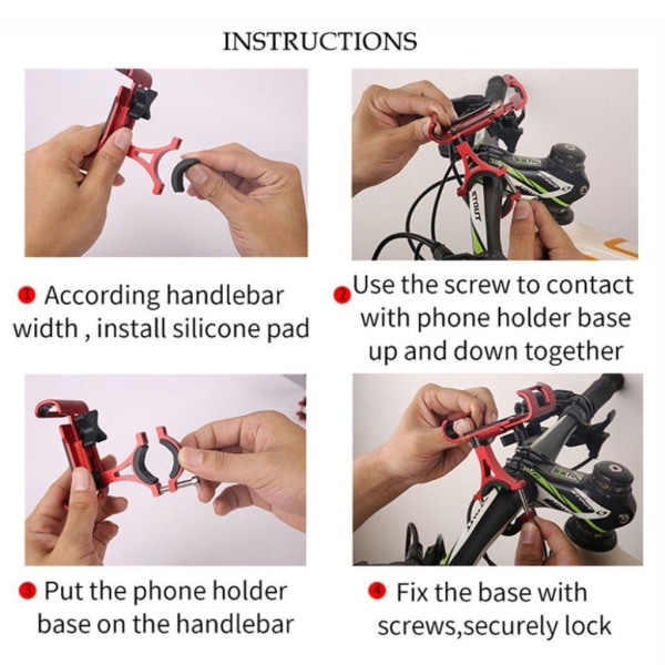 Universal bicycle mount clip for 4.7-6.5 inch phone - Red / Rota Red