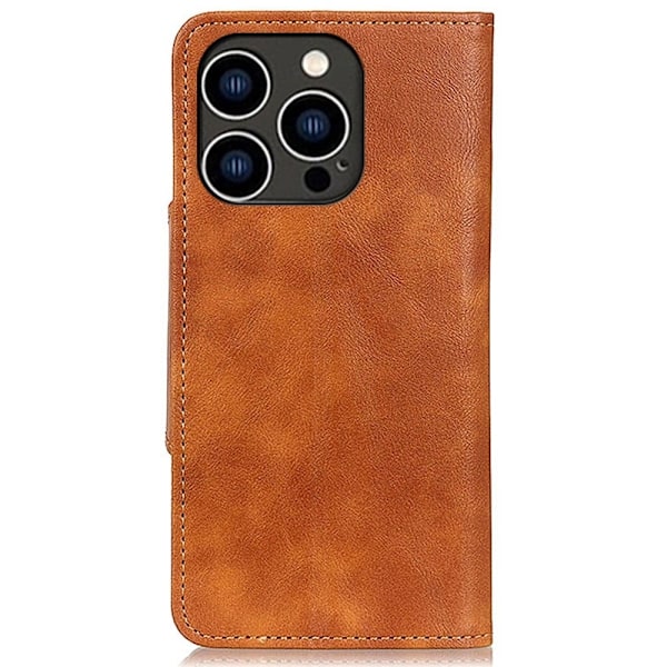 Alpha iPhone 14 Pro nahkainen läppäkotelo - Ruskea Brown