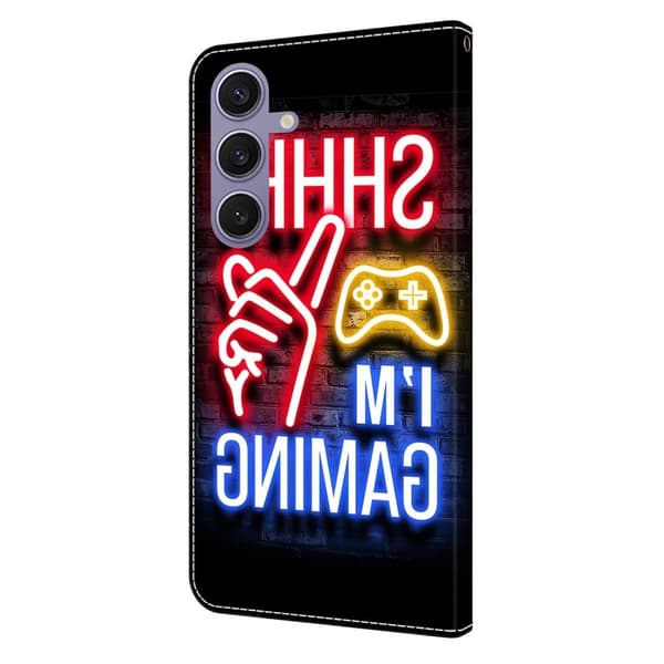 Samsung Galaxy S25+ Plånboksfodral Mönster Tryck Stativ Läder Flip Telefonskal - Neon Röd