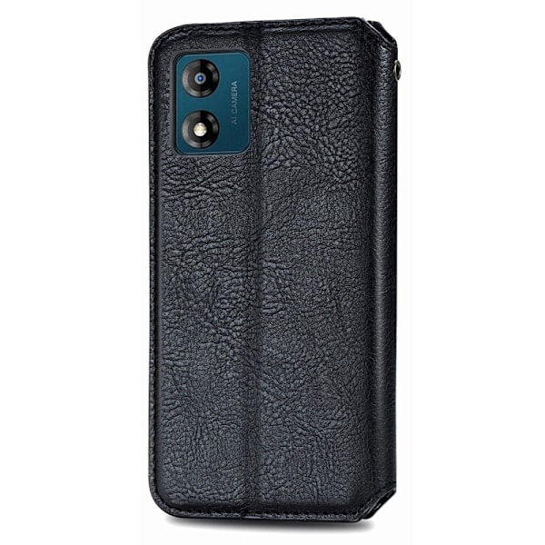 Nahkakotelo With A Stylish Rhombus Imprint For Motorola Moto E13 - Musta Black