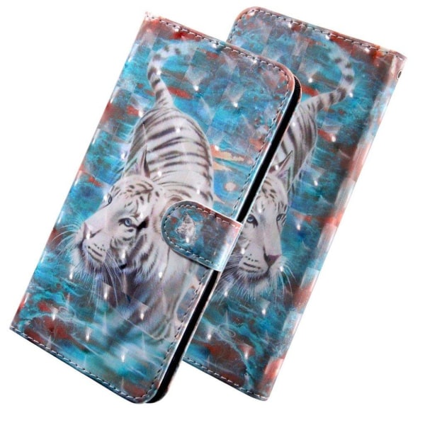 Samsung Galaxy A40 koristekuvioitu nahkakotelo - Tiikeri Multicolor