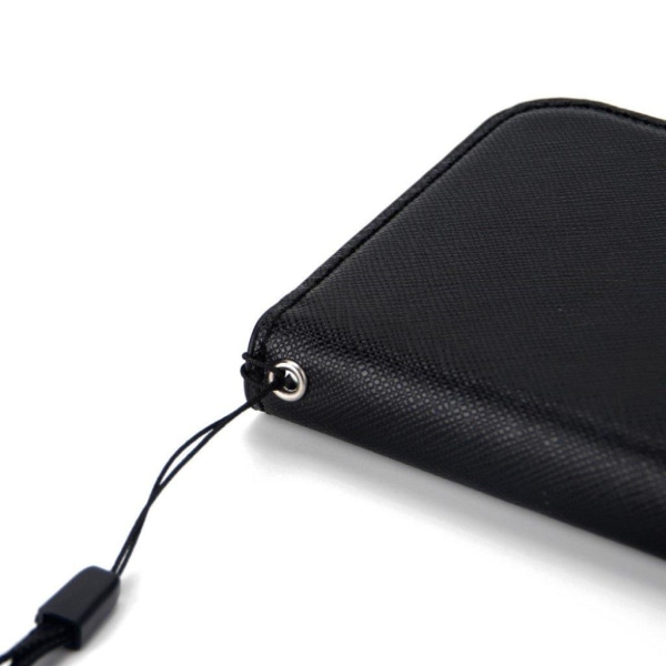 iPhone Xr korsmönstrat syntet läder 2in1 mobilfodral med magneti Svart