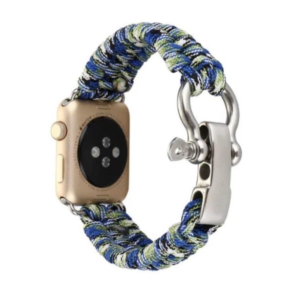 Apple Watch Series 4 44mm Paracord rep armband - Blå / Grön multifärg