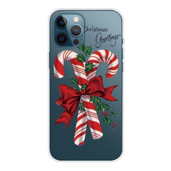 Fleksibelt cover til iPhone 14 Pro, julemønstertryk Velbeskyttet mobiltelefontaske - Sukkerstænger Til Jul Red