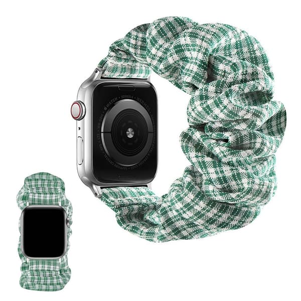 Apple Watch 42mm - 44mm elastisk urrem i hårbåndsstil - Grøn Plaid / Størrelse: L Green