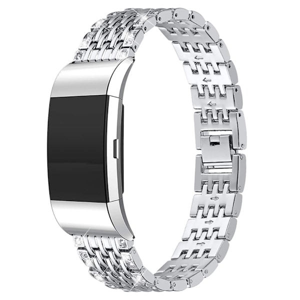 Fitbit Charge 2 klockarmband med strassdekor - Silver Silvergrå