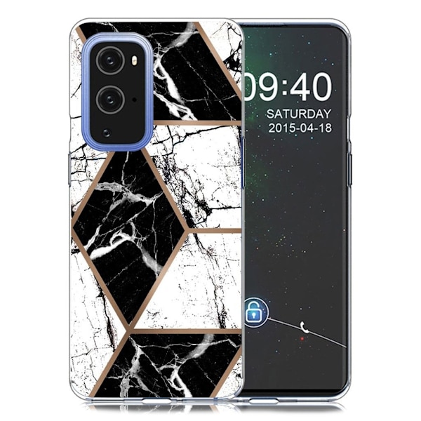 Marble OnePlus 9 Pro Etui - Black og Hvit Diamant Black
