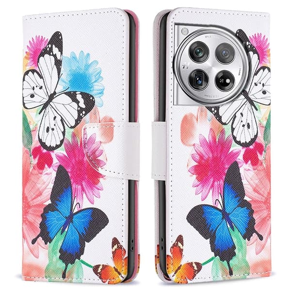 Wonderland OnePlus 12 flip-etui - To Sommerfugler Pink