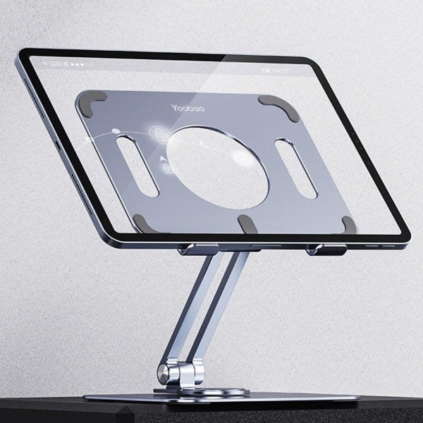 Universal aluminum alloy folding desktop stand for tablet - Silv Silvergrå