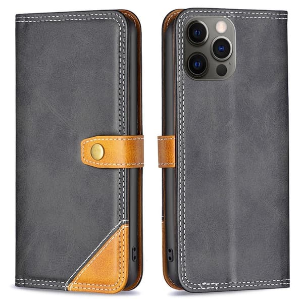 BINFEN tofarget læretui for iPhone 12 / iPhone 12 Pro - Svart Black