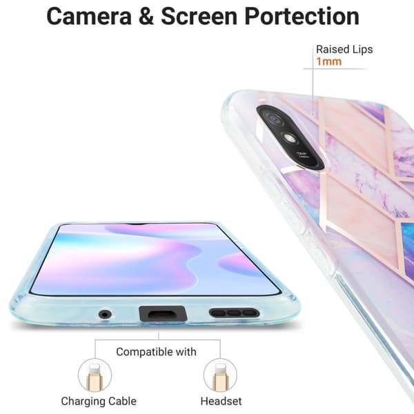 Marble Xiaomi Redmi 9A Etui - Lyselilla Purple