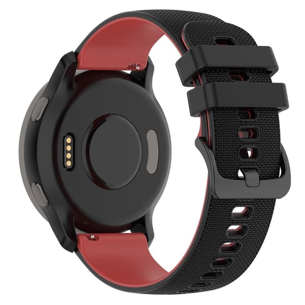 22mm Universal dual color silikone urrem - Sort / Rød Red