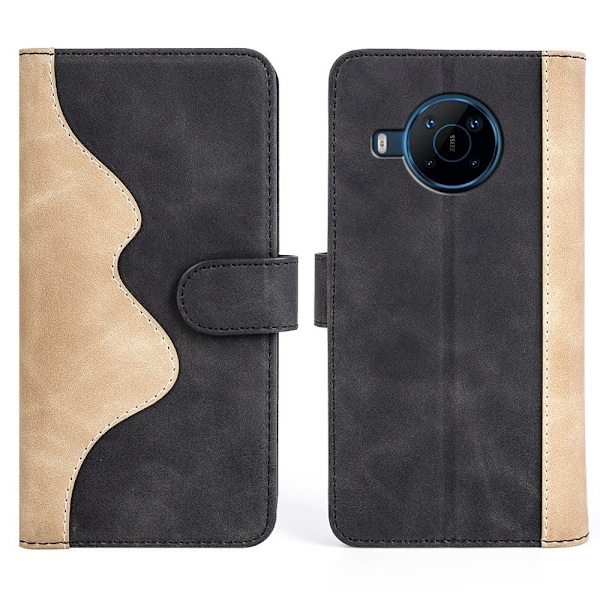 To Farvet Læder Flip Case til Nokia X100 - Sort Black