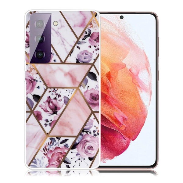 Marble Samsung Galaxy S21 Etui - Elegant Roses Tile Pink