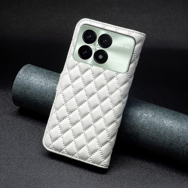 Rhombus mat Xiaomi Redmi K70E flip etui - Hvid White