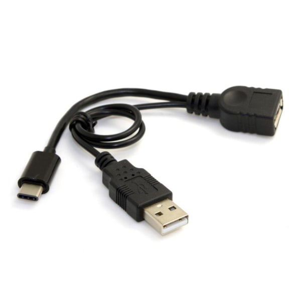 USB 3.1 Tyyppi-C - USB 2.0 Naaras OTG Datakaapeli - Musta Black