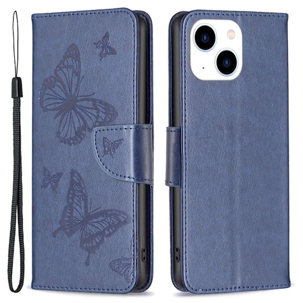 Butterfly iPhone 15 Flippetui - Blå Blue