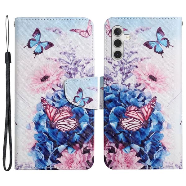 Wonderland Samsung Galaxy S24 Plus flip etui - Lilla Sommerfugle Blue