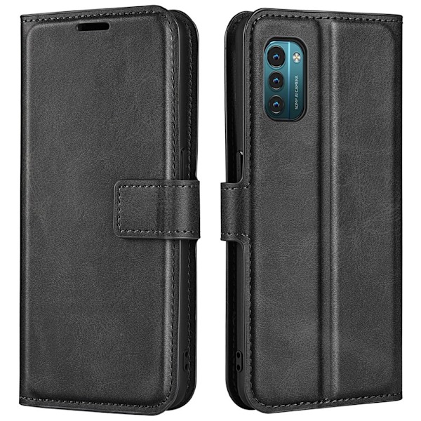 Nokia G11 / Nokia G21 nahkainen lompakokkotelo - Musta Black