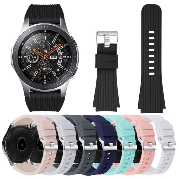 Samsung Galaxy Watch (46mm) erstatnings urrem i silikone ned stribet tekstur - Sort Black