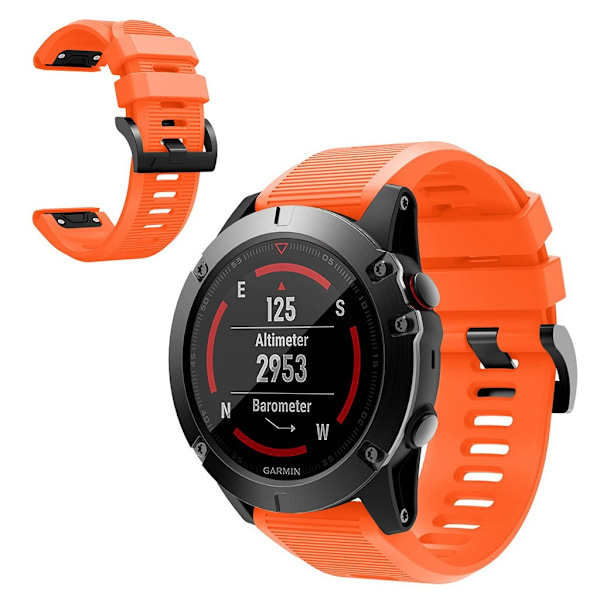 Garmin Fenix 5X silicone streak watch band - Orange Orange