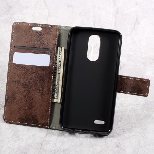 LG K4 2017 Retro Style PU Lær Flip Etui - Khaki Brown