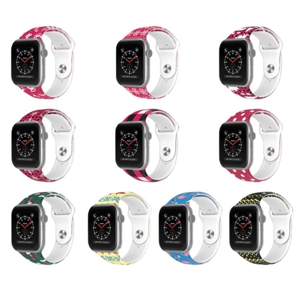 Apple Watch (41 mm) julemønster silikonklokkerem - Pledd / Størrelse: L Red