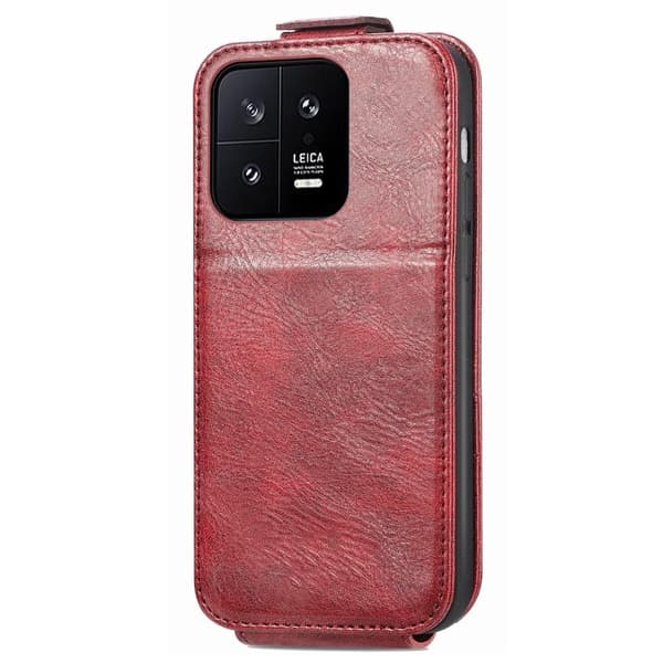 Vertical Flip Phone Etui med Zipper til Xiaomi 13 - Rød Red