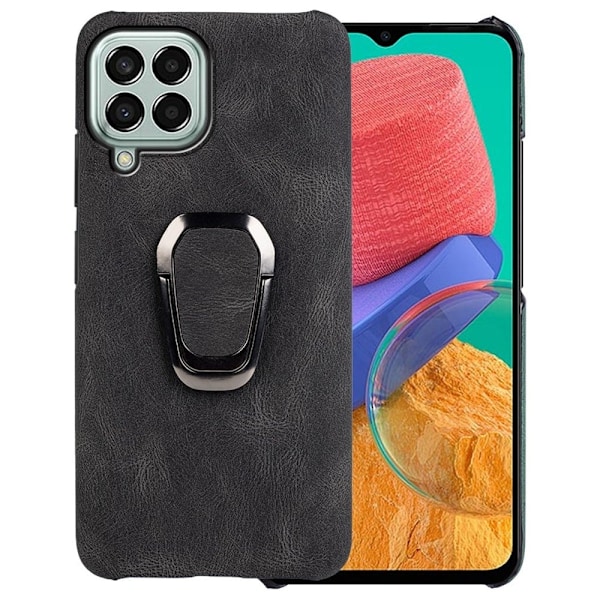 Stødsikkert lædercover med oval kickstand til Samsung Galaxy M33 5G - Sort Black