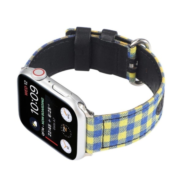 Apple Watch Series 6 / 5 40mm ruudullinen nylonkellonauha - Keltainen / Sininen Yellow