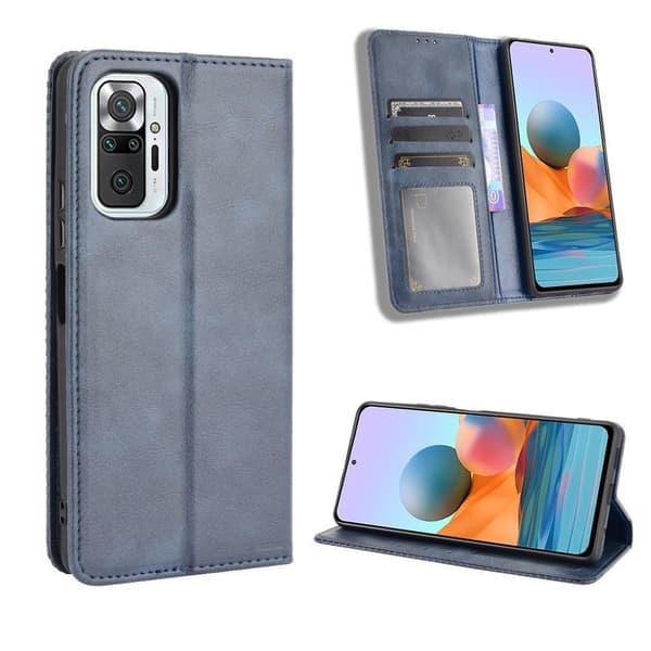 Bofink Vintage Xiaomi Redmi Note 10 Pro / Xiaomi Redmi Note 10 Pro Max lærveske - Blå Blue