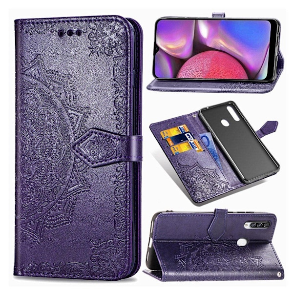 Mandala läder Samsung Galaxy A20s fodral - Lila Lila
