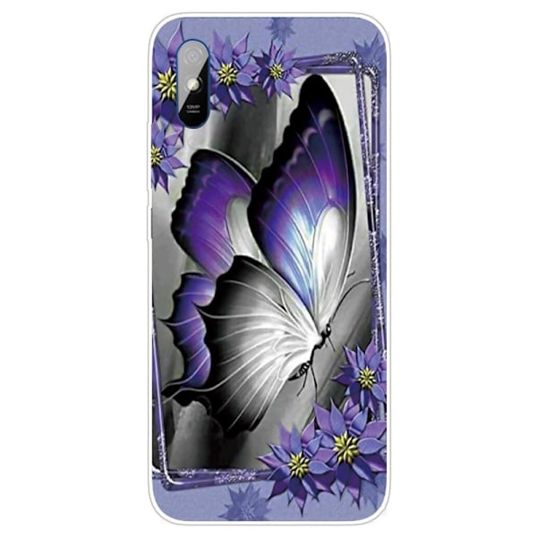 Butterfly läder Xiaomi Redmi 9A fodral - Lila Lila