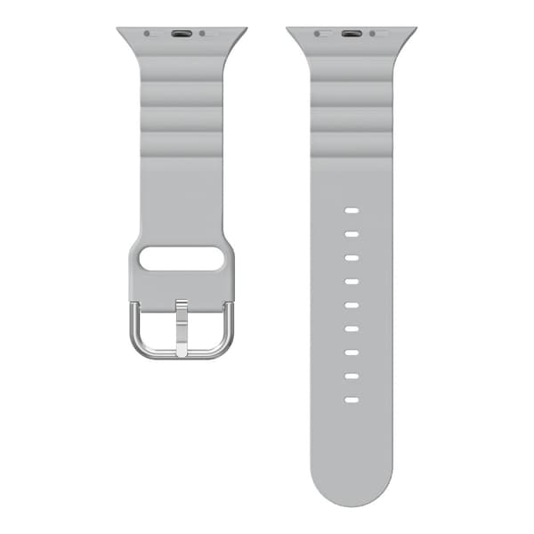Apple Watch (45 mm) klockarmband i silikon med horisontella ränder - Grå Silvergrå
