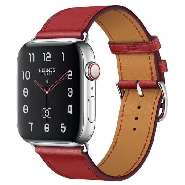 Apple Watch Series 4 44mm ægte læder Urrem - Rød Red