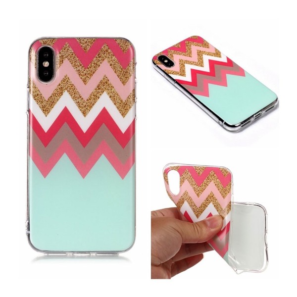 iPhone Xs Max etui med mønstret mat overflade - Twill Multicolor