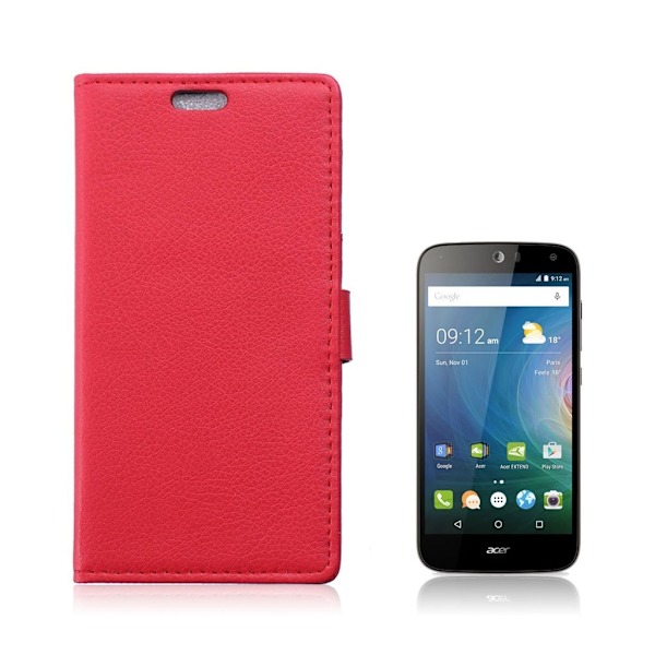 Acer Liquid Z630 lychee textur läderfodral - Röd Röd