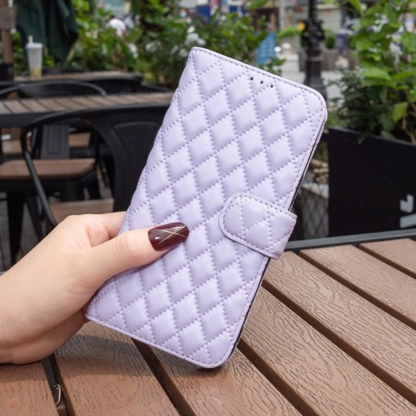 Rhombus mat Motorola Moto E13 flip etui - Lilla Purple