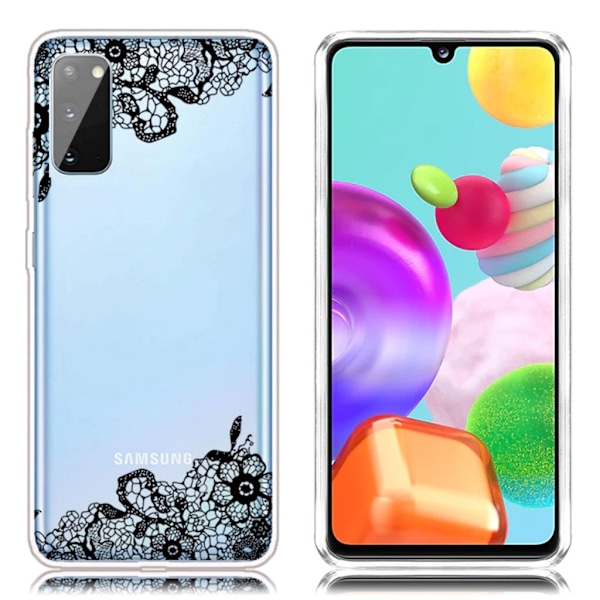 Deco Samsung Galaxy A41 skal - Spetsblomma Svart