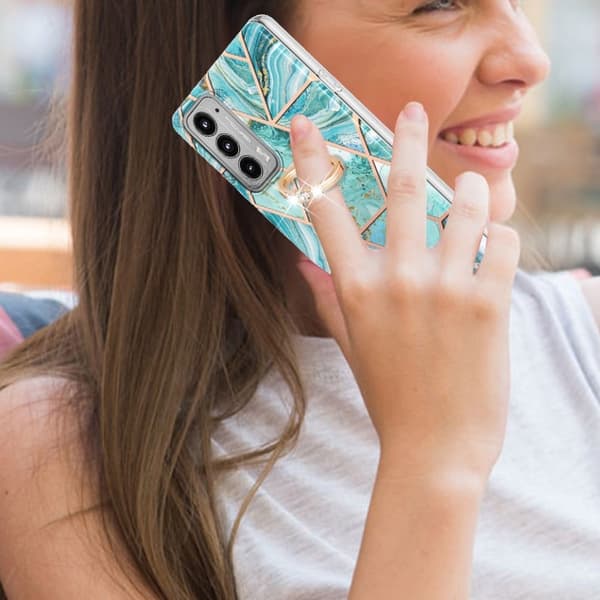 Marmormotiv Motorola Edge 20 skal - Blå Blå